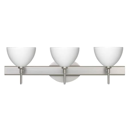 Besa Lighting Brella Vanity, White, Satin Nickel Finish, 3x5W LED 3SW-467907-LED-SN